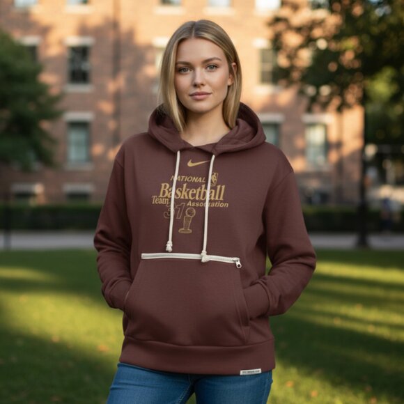 NWT Team 31 Standard Issue Women's Nike Dri-FIT NBA Pullover Hoodie Large Brown - Picture 1 of 11